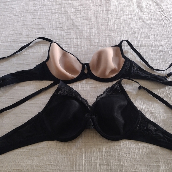 Lot Of 2 Soma Black Lightest Lift Underwire Perfect Coverage & Plunge Bra 36B - Picture 6 of 10